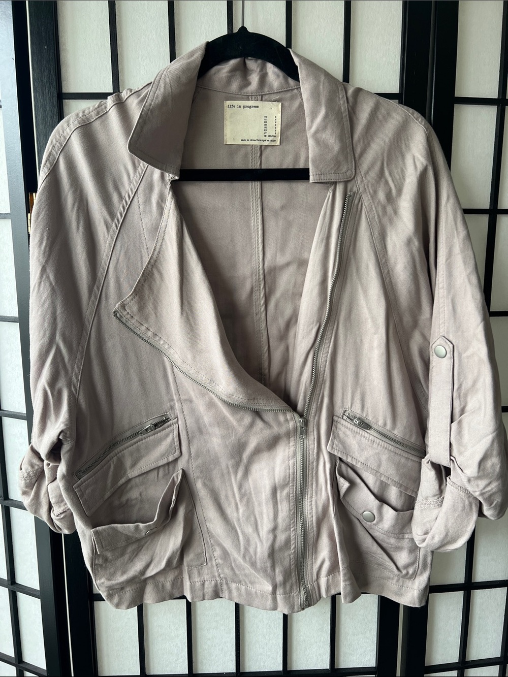 Lilla P Taupe-Gray Lightweight Bomber Jacket